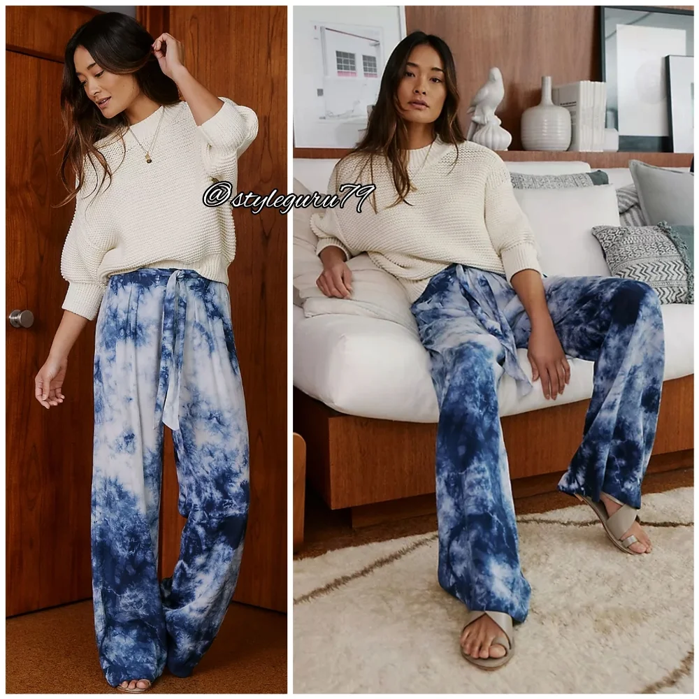 NWT, Anthropologie, Cloth & Stone Venice Tie Dye Wide-Leg Pants